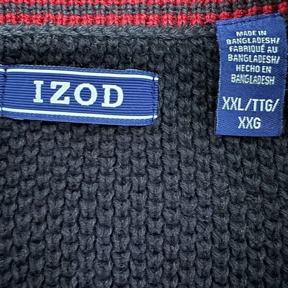 New Men's Size XXL Izod Black Quarter Zip Sweater Amazing Glaze Winter Knit NWOT - Picture 9 of 16